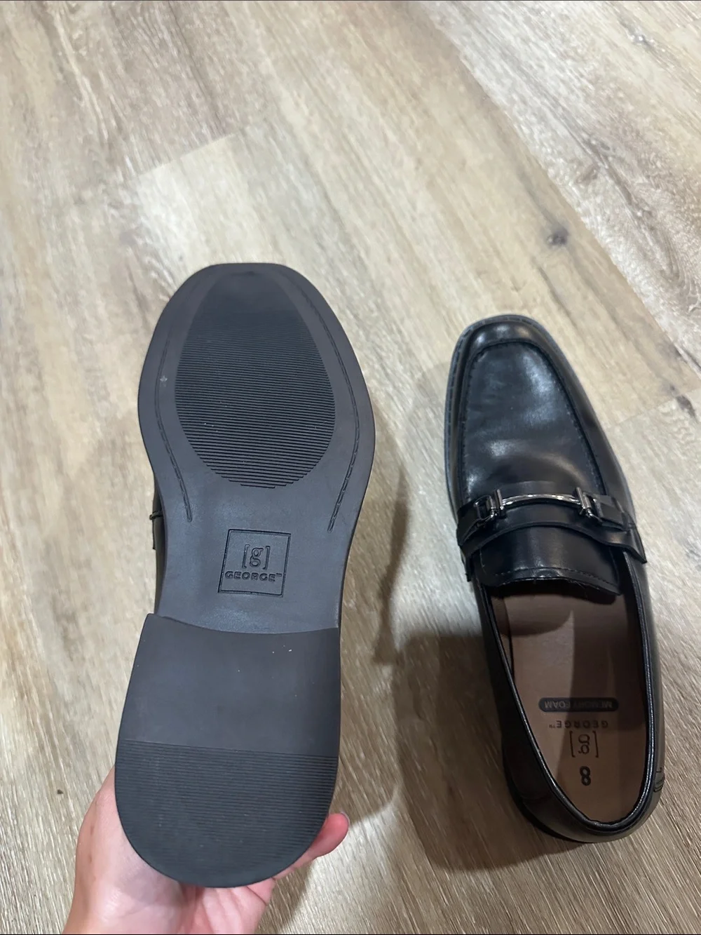 George Black Leather Bit-Detail Slip-On Loafers